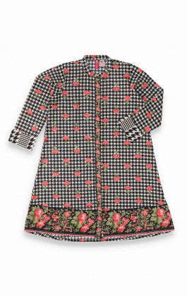Black Printed Cambric Girls Kurti